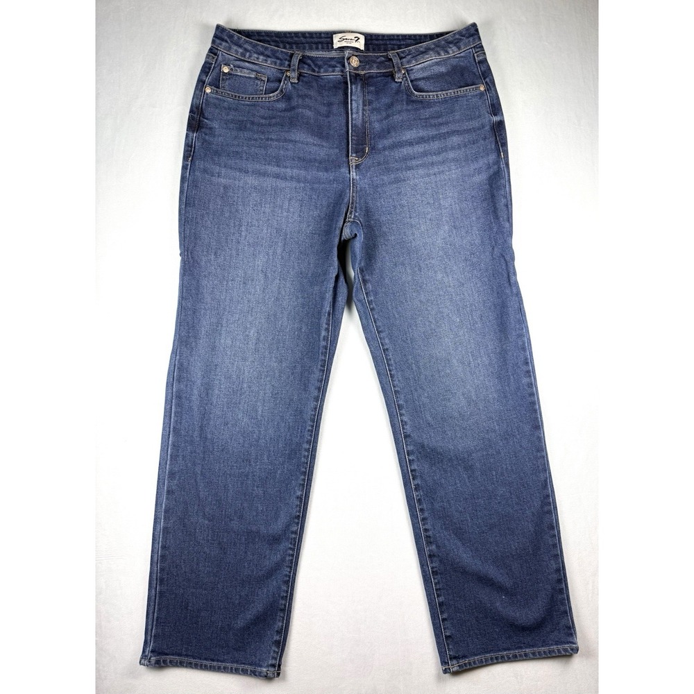 Seven7 Loose Straight Jeans Women 12 Baggy Wide Leg Relaxed Stretch 36x30 Preppy